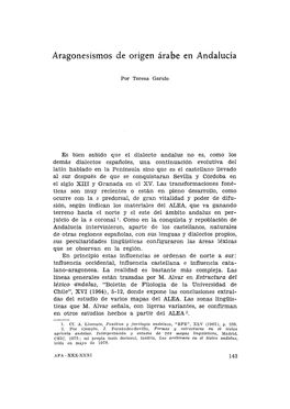 5. Aragonesismos De Origen Árabe En Andalucía, Por Teresa Garulo