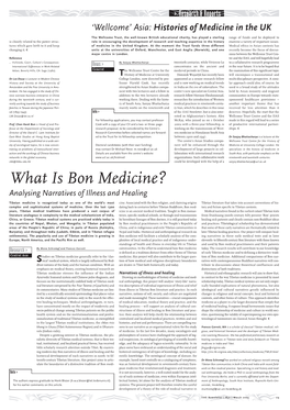 What Is Bon Medicine? Analysing Narratives of Illness and Healing Tibetan Medicine Is Recognized Today As One of the World’S Most Cine