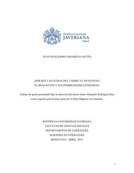 1 Juan Guillermo Jaramillo Acuña ¿Por Qué Las Letras