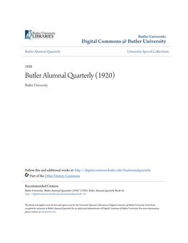 Butler Alumnal Quarterly (1920) Butler University