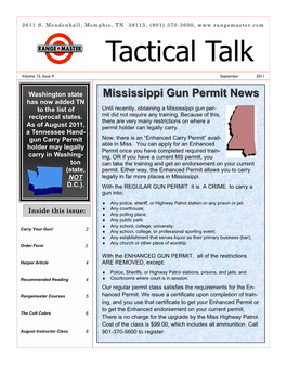Tactical Talk Volume 15, Issue 9 September 2011