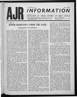 INFORMATION ISSUED by the ASSOCIATION of JEWISH REFUGEES in GREAT BRITAIN T FAIRFAX MANSIONS, FINCHLEY RD, (Corner Fairfax Rd)