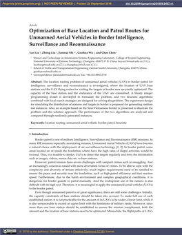 Optimization of Base Location and Patrol Routes for Unmanned Aerial Vehicles in Border Intelligence, Surveillance and Reconnaissance