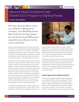 Mexico's Model Conditional Cash Transfer