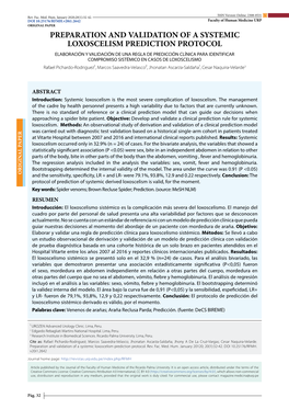 Preparation and Validation of a Systemic Loxoscelism Prediction Protocol