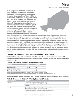 2018 Findings on the Worst Forms of Child Labor: Niger