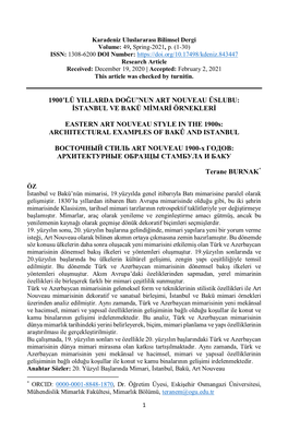 1900'Lü Yillarda Doğu'nun Art Nouveau Üslubu