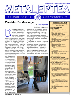Metalepteametaleptea the Newsletter of the Orthopterists’ Society