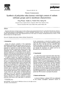 Synthesis of Poly(Ether Ether Ketone) with High Content of Sodium Sulfonate Groups and Its Membrane Characteristics