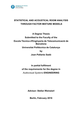 Statistical and Acoustical Room Analysis Through Factor Mixture Models