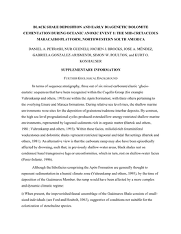 Black Shale Deposition and Early Diagenetic Dolomite Cementation During Oceanic Anoxic Event 1: the Mid-Cretaceous Maracaibo Platform, Northwestern South America