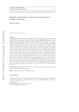 Bohmian Trajectories for Kerr-Newman Particles in Complex Space-Time 3 This Way Are Interesting