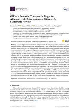 GIP As a Potential Therapeutic Target for Atherosclerotic Cardiovascular Disease–A Systematic Review