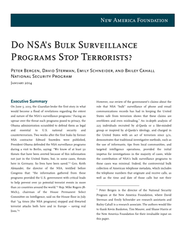 Do NSA's Bulk Surveillance Programs Stop Terrorists?