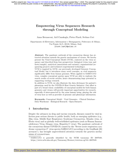 Empowering Virus Sequences Research Through Conceptual Modeling