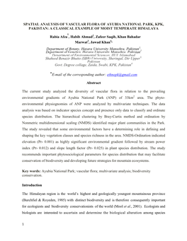 Spatial Analysis of Vascular Flora of Ayubia National Park, Kpk, Pakistan: a Classical Example of Moist Temperate Himalaya