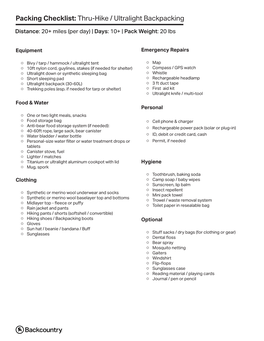Thru-Hike / Ultralight Backpacking