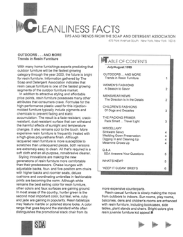 1CLEAN LI NESS FACTS TIPS and TRENDS from the SOAP and DETERGENT ASSOCIATION 475 Park Avenue South New York, New York 10016