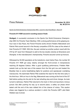 Press Release November 30, 2014 No