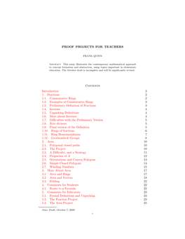 PROOF PROJECTS for TEACHERS Contents Introduction 2 1. Fractions
