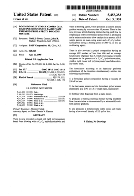 United States Patent (19) 11 Patent Number: 5,455.283 Green Et Al