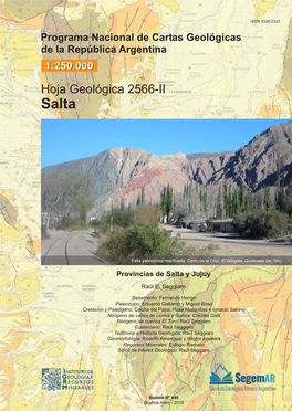 Salta De La República Argentina NO USAR 1:250.000 COMO MODELO Hoja Geológica 2566-II NOMBRES Y Salta FOTOS SUBIDOS POR LA CANTIDAD Hoja Nº 2566-II