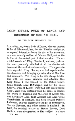 James Stuart, Duke of Lenox and Richmond of Cobham Hall