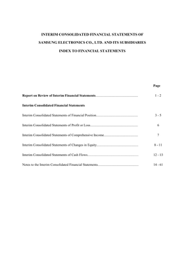 Interim Consolidated Financial Statements of Samsung Electronics Co., Ltd
