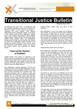 Transitional Justice Bulletin: Voice of the Victims of Celebici
