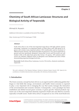 Chemistry of South African Lamiaceae: Structures and Biological Activity of Terpenoids