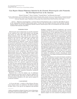 Human Pulmonary Infection by the Zoonotic Metastrongylus Salmi Nematode