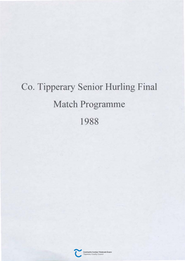 Co. Tipperary Senior Hurling Final Match Programme 1988