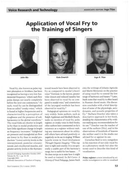 Application of Vocal Fry to the Training of Singers