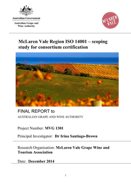 Mclaren Vale Region ISO 14001 – Scoping Study for Consortium Certification