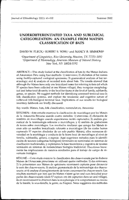 An Example from Matses Classification of Bats