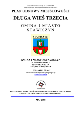 Plan Odnowy Miejscowości Długa Wieś Trzecia Gmina I Miasto Stawiszyn