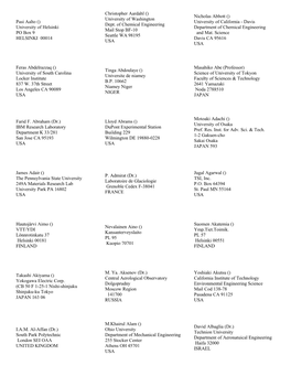 Pasi Aalto () University of Helsinki PO Box 9 HELSINKI 00014 Christopher Aardahl () University of Washington Dept. of Chemical