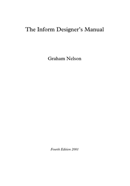 The Inform Designer's Manual