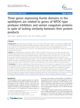 Three Genes Expressing Kunitz Domains in the Epididymis Are