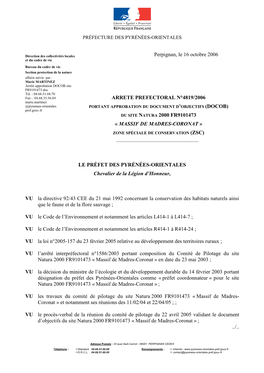 Arrêté Approbation DOCOB Site FR9101473.Doc Tél