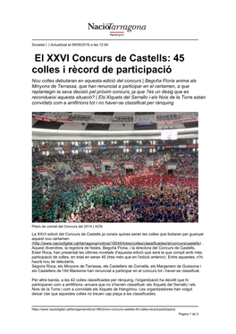 El XXVI Concurs De Castells: 45 Colles I Rècord De Participació