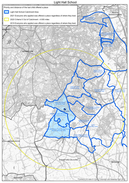 Light Hall School WOOD END LANE FERN ROAD VARLEY ROAD N E ARSH LA M Priority and Distance of the Last Child Offered a Place P LA R