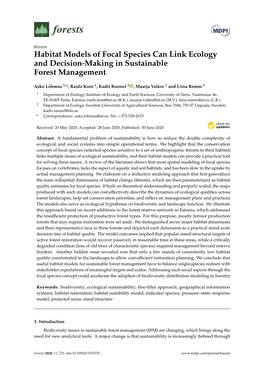 Habitat Models of Focal Species Can Link Ecology and Decision-Making in Sustainable Forest Management