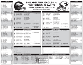 PHILADELPHIA EAGLES Vs. NEW ORLEANS SAINTS