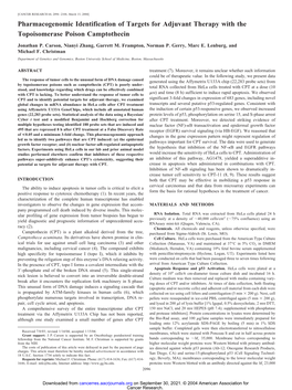 Pharmacogenomic Identification of Targets for Adjuvant Therapy with the Topoisomerase Poison Camptothecin