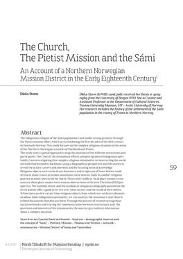 The Church, the Pietist Mission and the Sámi an Account of a Northern Norwegian Mission District in the Early Eighteenth Century1
