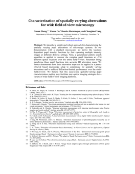 Characterization of Spatially Varying Aberrations for Wide Field-Of-View