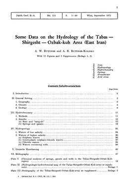 Some Data on the Hydrology of the Tabas Shirgesht — Ozbak-Kuh Area (East Iran)