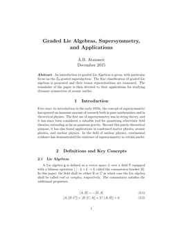 Graded Lie Algebras, Supersymmetry, and Applications