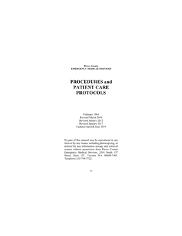 PROCEDURES and PATIENT CARE PROTOCOLS